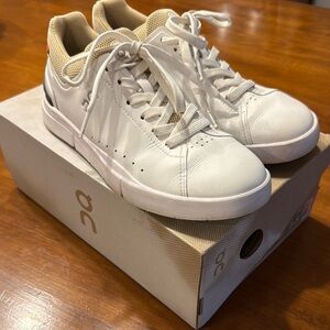 On Cloud White Leather Sneakers with Cream Lining